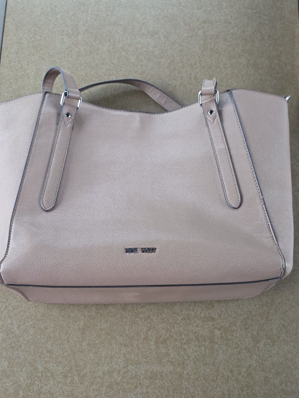 Nine West Taupe Pebbled Tote with Double Shoulder Straps